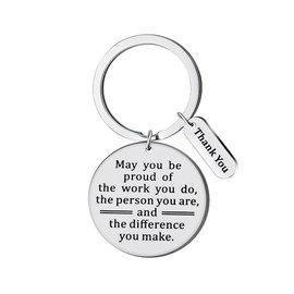 HOKIAMCN Keychain,Thank You,May you be proud of the work you do,the person you are,and the difference you make. Gift for Women Men Coworker Employee Teacher Classmate Student Friend Birthday