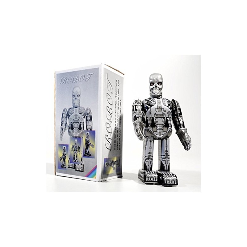 Skeleton robot, terminator mechanical clockwork retro tin toy replica
