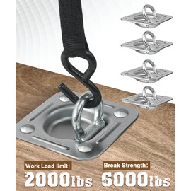 Recessed D Ring Tie Down Anchors 4 Pack (6,000 Lbs), Heavy Duty Trailer Floor Tie Downs and Anchor Points for Securing Cargo, Equipment, ATV, UTV, Truck – Silver