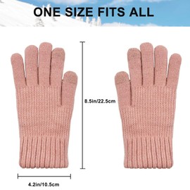 Hopsooken Winter Gloves for Women Touchscreen Warm Thermal ladies Wool Fleece Lined Cable Knit Gloves for Cold Weather(Pink)
