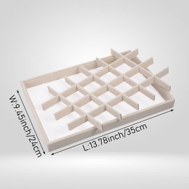 24 Grids Stackable Jewelry Tray Organizer with Removable Dividers, Velvet Jewelry Display Tray for Earrings Necklaces Bracelet Rings Display Showcase - Beige