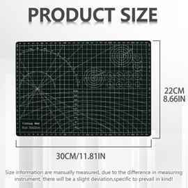 WALWAL Double-Sided Self Healing Cutting Mat, 11 Inches x 8 Inches Base for Quilting, Sewing Ideal for Sewing Crafts Hobby(A4,Green)