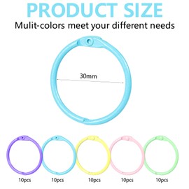 Binder Rings Metal Rings 30mm/1.2 inch Loose Leaf Binder Rings Binding Rings Book Rings Paper Rings Flashcard Rings Ring Binder Clips Index Card Rings Metal Ring for Papers Office School Home 50 Pcs