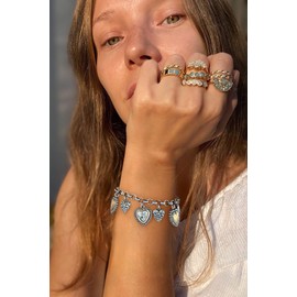 WOWORAMA Chunky Heart Charm Bracelet For Women Silver Gold Heart Chunky Statement Bracelet Trendy Link Chain Bracelets, One Size, Alloy, no gemstone