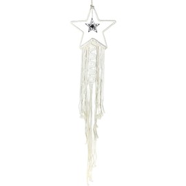 Wishlotus Hand-Woven Star Dream Catcher, Bohemia Hollow-out Woven Wall Hanging, Hand-Knitted Wall Decor with Long Tassel for Home Decor, Teen Girl Room (Star)