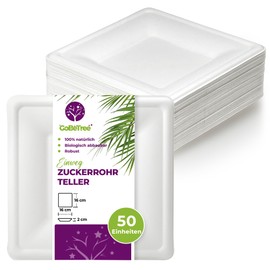 GoBeTree 50 Square White Sugar Cane Plates 16cm Extra Durable Disposable Paper Plates for Camping, Picnics, Parties, BBQ, Birthdays