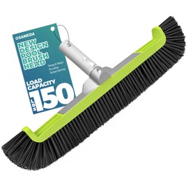 18" Pool Brush Head for Cleaning Swimming Pool Walls, Curved Ends High-Efficiency Scrub Brush for Tile, Fiberglass and Vinyl Pools, Fits Most Poles (Green & Black)