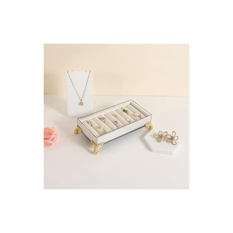 Porta-anillos de terciopelo con ranuras para organizar joyas, Estante de