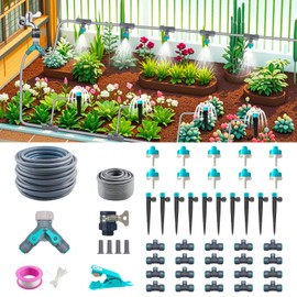 Drip Irrigation System 99FT, Automatic Drip Irrigation Kit with Quick Connector, Complete Garden Watering System with 12mm 6mm Irrigation Tubing for Garden Lawn Greenhouse Plants