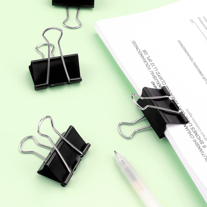 ZZTX Black Binder Clips Paper Clamps Clips Medium Size, 1.3