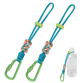 Water Bottle Holder with Carabiner, Strap, Drink Holder, Free Your Hands and Easy Removal, For Outdoor Climbing, Hiking, Camping, Set of 2 (Green)