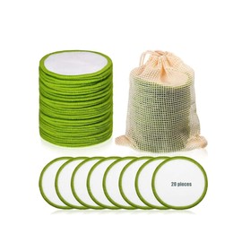 Mamaliu Reusable Bamboo Cotton Makeup Remover Pads (20 Pieces) - Sustainable, Small, Round Cotton Pads for All Skin Types