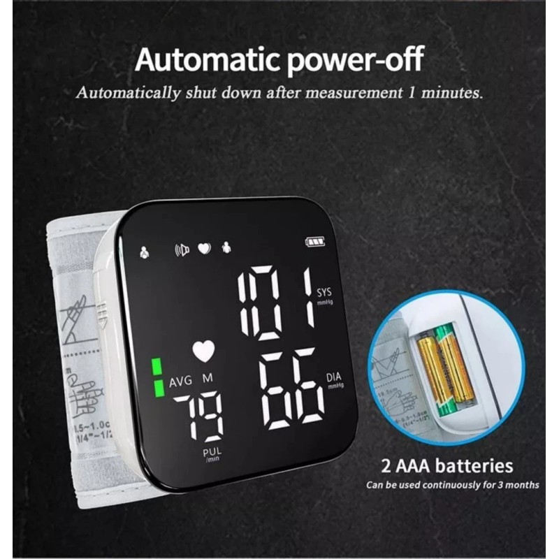 Digital Wrist Blood Pressure Monitor Automatic Cuff with LED Display
