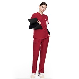 uniformsworld Horizon Scrubs Set for Women — Suit Stretch Top & Straight Pants with Multi Pocket, Yoga Waistband, 9 Pockets, Anti-Wrinkle
