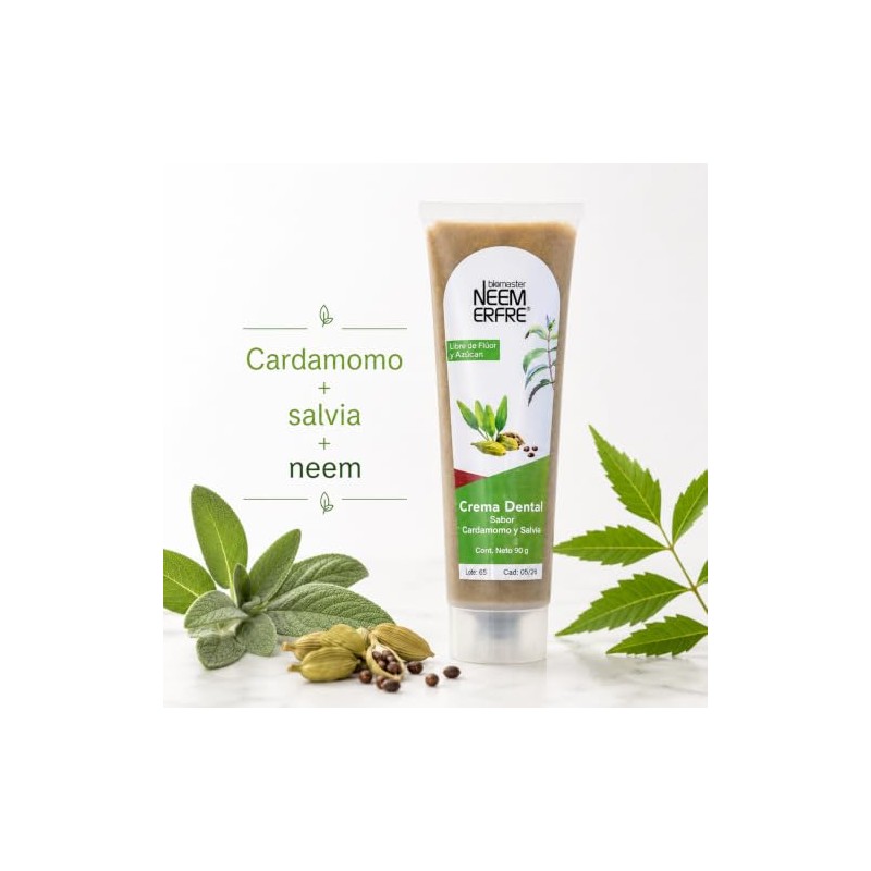 Crema Dental Natural Libre Fluor Artesanal Gluten Sulfatos Sls Parabenos
