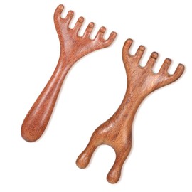 Thinp 2 Pcs Wood Scalp Massager, Scalp Massage Comb Protable Head Massager Scalps Head Scratcher Massagers Relaxation and Stress Reduction Manual Scalps Massage Tool for Heads Face Eye Nose and Neck