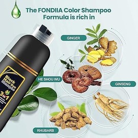 Black hair dye shampoo 3 in 1, Shampoo con Tinte para Cubrir Canas, Champú tinte Negro para cubrir canas 3 in 1, Tinte shampoo para cabello mujer y ho