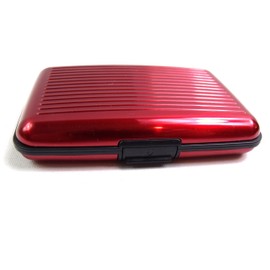 ALUMINIUM CREDIT CARD WALLET HOLDER RFID BLOCKING 6 COLOURS (RED)
