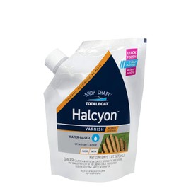 TotalBoat Halcyon - Barniz marino a base de agua | Acabado de poliuretano de secado rápido para madera para barcos, muebles de exterior y carpintería | Satén transparente, pinta