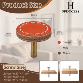 SPDYCESS 4 PCS Cabinet Door Knobs Minimalist PU Leather Kitchen Cupboard Knobs 33mm Small Knob Home Kitchen Decorative Furniture Handle for Dresser Drawer Bathroom