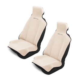 DryvaSeat - Premium Microfiber Towel Car Seat Cover - Waterproof & Sweatproof - Universal Fit, Machine Washable, Non-Slip - Seat Protector for Car, Truck, SUV, Van (Beige, 2 Pack)