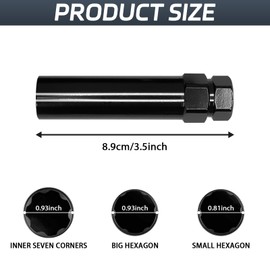 KUQUTIDY 6 Spline Lug Nut Socket, Wheel Lock Key Lug Nuts Removal Tool Kit Replacement for Aftermarket, Tuner LugNuts Key for 21 mm (13/16 Inch) & 22 mm (7/8 Inch) Hex Socket Wrench (Large 6 Spline)
