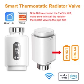 Smart Radiator Thermostat with App WLAN ANTELA Digital Display to Control Heating Temperature, Compatible Alexa, Google Home, Schedules, 2 Pieces