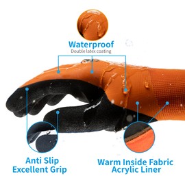 Brigic Waterproof Winter Work Thermal Gloves, Outdoor Cold Weather Keep Working at 0℃/32℉, Cold Storage Work Gloves, XXL 3 pair