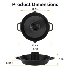 Onlyfire Universal Pre-Seasoned Cast Iron Vertical Poultry Roaster with Drip Pan – for Chicken, Turkey, and Game Hens on Grill or Oven