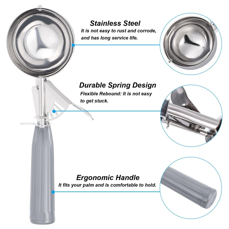 PATIKIL 4 Ounce Ice Cream Scoop with Trigger, Stainless Steel