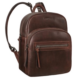STILORD 'Alba' Small Leather Backpack Women Rucksack Small For Women Vintage Handbag Backpack for City Shopping Genuine Leather, Colour:bourbon - brown