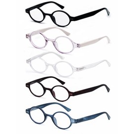 Paquete de 5 gafas de lectura para hombres y mujeres, unisex, 1,5 lectores, bisagras de resorte cómodas, 5 bolsas
