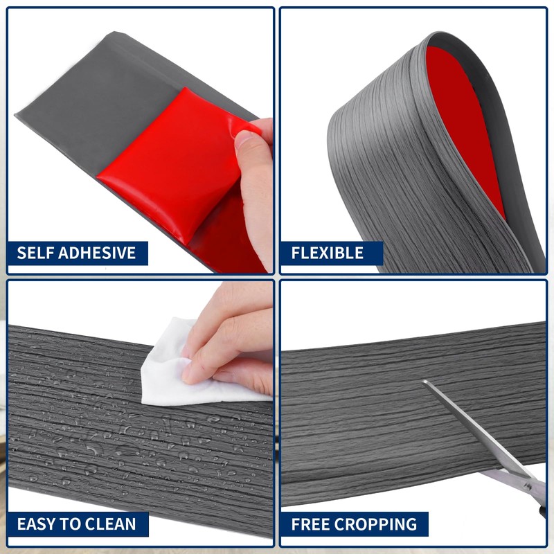 Heonay Flexible Baseboard Molding Trim 4 Inch Self-Adhesive Vinyl Wall