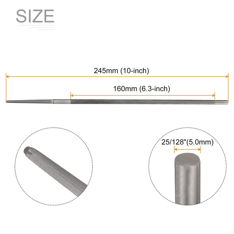 sourcing map 3pcs Chainsaw File, 25/128"(5.0mm) Round Sharpening Hand Files
