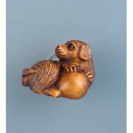 HANDMADE BOXWOOD OJIME BEAD - DOG