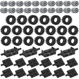 ZHLELEWZ Tire Wheel and Axle Set - 56 Pieces Brick Accessories Basic Classic Building Blocks Toys, Car Truck Wheel Parts (56)