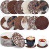 Hushee 12 Pcs Cowhide Coasters Round Natural Leather Cowhide Drink