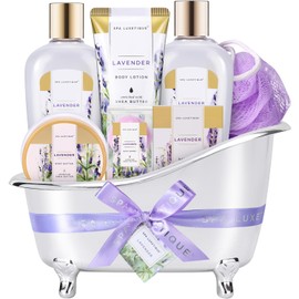 spa luxetique Spa Gifts for Women, Bath Baskets for Women, 8 Pcs Lavender Bath Sets with Bubble Bath, Lotion, Birthday Sets, Mothers Day Gifts for Mom, Christmas Gifts for Her