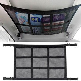 XLZJYIJ Car Luggage Net for Storage, Universal Car Roof Luggage Net Blanket, Double Layer Roof Luggage Net with Zip for SUV, Jeep, Van, Most Vehicle Types (80 x 54 cm)