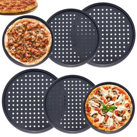 RHBLME 6 PACK Pizza Pan with Holes, Nonstick Pizza Pan Carbon Steel Pizza Pan for Oven, 9 Inches 11 Inches 12 Inches Bakeware Pizza Tray Pizza Pans for Restaurant Kitchen