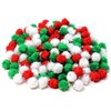 150 Christmas Pom Poms Tinsel Red Silver And Green Festive