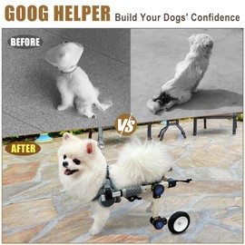 LetPetRun Adjustable Dog Wheelchair for Back Legs Mobility Support Lightweight Pet Wheelchair for Disabled Hind Legs Walking Stable Dog Cart for Pets, X-Small Plus White