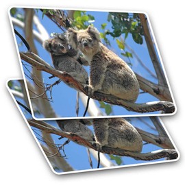 Rectangle Stickers(Set of 2) 7.5cm - Mother & Baby Koala Bear Bears Fun Decals for Laptops,Tablets,Luggage,Scrap Booking,Fridges, #15832