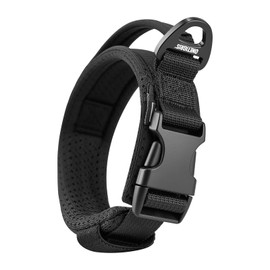 OneTigris Small Dog Collar with Handle, Soft and Adjustable Nylon Collar with Quick-Release Buckle, Lightweight No-Choke Design for Small Dogs(Black, XS)