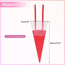 PATIKIL 24 Pcs Flower Wrapping Bag, Floral Packing Sleeves with Ribbons Cute for Bouquets Wedding Birthday Graduation Anniversary Arrangement Gift, Red