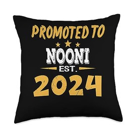 Promoted To NOONI Est.2024 Pregnancy Announcement New Baby Throw Pillow, 18x18, Multicolor