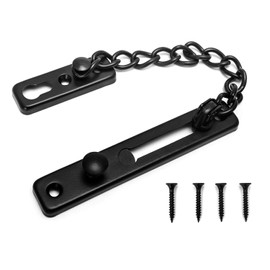 QWORK® Pack of 2 Chain Lock with Screws, Stainless Steel Door Chain Security Chain Door Lock, Anti-Theft Pressure Lock for Interior Doors and Extra
