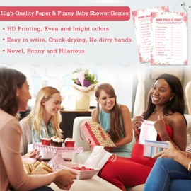 OLOUTAB 50 Baby Shower Games - Girl-Baby Price is Right, Floral Theme, Thick Cardstock, Fun and Easy to Play, Hilarious Games