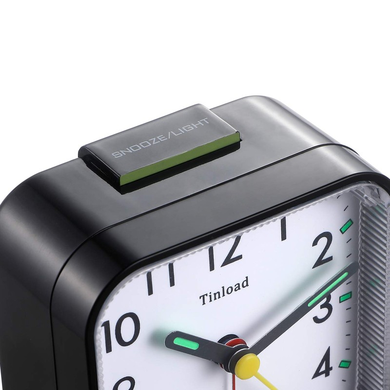 Tinload Small Battery Operated Analog Travel Alarm Clock Silent Non