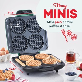 DASH DASH Multi Mini Waffle Maker: Four Mini Waffles, Perfect for Families and Individuals, 4 Inch Dual Non-stick Surfaces with Quick Release & Easy Clean - Aqua